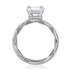 A.JAFFE Classics 1/5ctw Diamond Hidden Halo Wide Band 14k White Gold Engagement Ring Setting