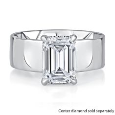 A.JAFFE Classics 1/5ctw Diamond Hidden Halo Wide Band 14k White Gold Engagement Ring Setting 1