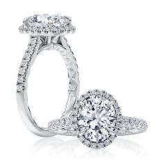 A.JAFFE Classics 3/8ctw Diamond Halo 14k White Gold Engagement Ring Setting