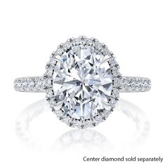 A.JAFFE Classics 3/8ctw Diamond Halo 14k White Gold Engagement Ring Setting 1