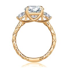 A.JAFFE 1/2ctw Diamond Three-Stone Quilts® Band 14k Yellow Gold Engagement Ring Setting