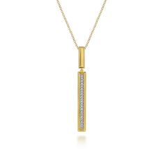 Gabriel & Co. 1/8ctw Diamond 14k Yellow Gold Elongated Pyramid Drop Necklace 1