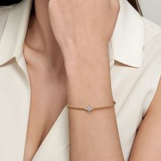 Gabriel & Co. 1/6ctw Diamond 14k Yellow Gold Bujukan Starburst Split Bangle Bracelet