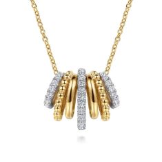 Gabriel & Co. 5/8ctw Diamond 14k Yellow and White Gold Bujukan Multi Row Pendant Necklace 1
