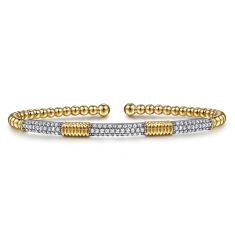 Gabriel & Co. 1/2ctw Diamond 14k Yellow and White Gold Bangle Bracelet 1