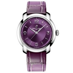 Breitling Lady Premier Automatic 36 Aubergine Purple Dial Leather Strap Watch 36mm - A10310121Q1P1