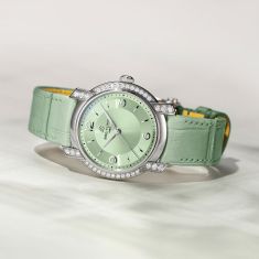 Breitling Lady Premier Automatic 36 Sage Green Dial Lab Grown Diamond Leather Strap Watch 36mm - A10310671L1P1