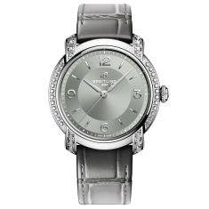 Breitling Lady Premier Automatic 36 Dove Grey Dial Lab Grown Diamond Leather Strap Watch 36mm - A10310671M1P1