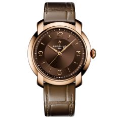 Breitling Lady Premier Automatic 36 Chocolate Brown Dial Red Gold Brown Leather Strap Watch 36mm - R10310121Q1P1