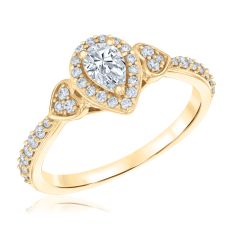 5/8ctw Pear Diamond 14k Yellow Gold Heart Engagement Ring - Glow Collection 1