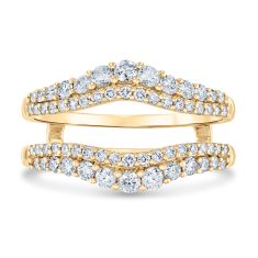 1ctw Diamond Double Row 14k Yellow Gold Ring Guard - Embrace Collection