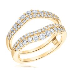 1ctw Diamond Double Row 14k Yellow Gold Ring Guard - Embrace Collection 1