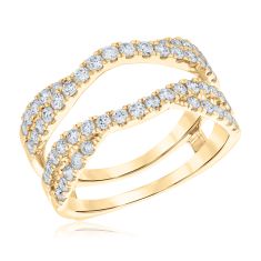 1ctw Round Diamond Twist 14k Yellow Gold Ring Guard - Embrace Collection 1