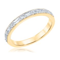1/2ctw Baguette and Round Diamond 14k Yellow Gold Wedding Band 1