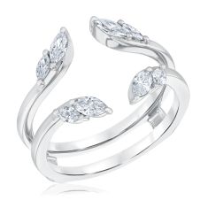 1/2ctw Marquise Diamond 14k White Gold Floral-Inspired Ring Guard 1