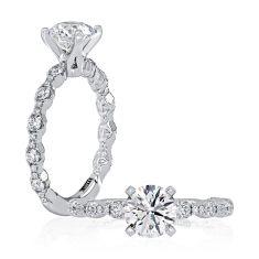 A.JAFFE Classics 3/8ctw Diamond 14k White Gold Scalloped Band Engagement Ring Setting