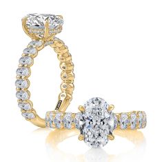 A.JAFFE 1 3/4ctw Diamond Hidden Halo and Oval Diamond Band 14k Yellow Gold Engagement Ring Setting