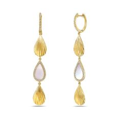 Bassali Mother-of-Pearl and 1/5ctw Diamond 14k Yellow Gold Shell Drop Earrings 1