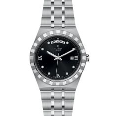 TUDOR Royal Diamond-Set Black Dial Stainless Steel Watch 41mm - M28600-0004