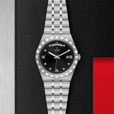 TUDOR Royal Diamond-Set Black Dial Stainless Steel Watch 41mm - M28600-0004