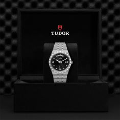 TUDOR Royal Diamond-Set Black Dial Stainless Steel Watch 41mm - M28600-0004