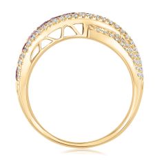 Ruby and 3/8ctw Diamond 14k Yellow Gold Crossover Ring - Watercolor Collection