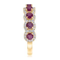 Ruby and 3/8ctw Diamond 14k Yellow Gold Halo Ring - Watercolor Collection