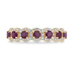 Ruby and 3/8ctw Diamond 14k Yellow Gold Halo Ring - Watercolor Collection
