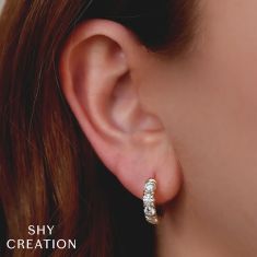 Shy Creation 1 3/4ctw Diamond 14k White Gold Hoop Earrings