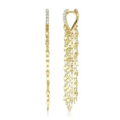 Shy Creation 1/8ctw Diamond 14k Yellow Gold Fringe Drop Earrings 1