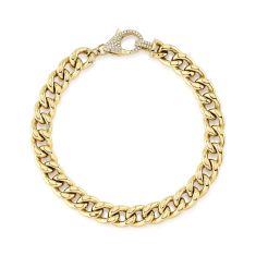 Shy Creation 1/4ctw Diamond 14k Yellow Gold Curb Link Chain Bracelet 1
