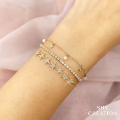 Shy Creation 1/3ctw Round Diamond White Gold Crown Setting Bolo Bracelet