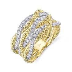 Shy Creation 5/8ctw Diamond 14k Yellow Gold Twisted Ring 1