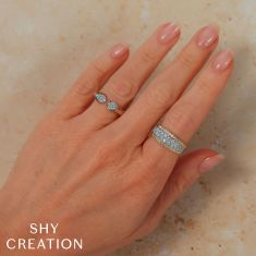Shy Creation 1/5ctw Diamond Two-Tone Open Ring