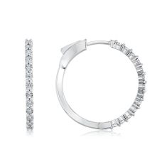 1/10ctw Diamond Sterling Silver Hoop Earrings, 20mm 1