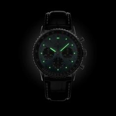 Breitling Navitimer B01 Chronograph 41 Blue Dial Black Leather Strap Watch 41mm - AB0139241C2P1