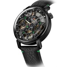 Accutron Electrostatic Spaceview Evolution x Hudson Whiskey Black Dial Black Leather Strap Watch 43.5mm - 28A209