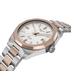 Tissot PRC 100 Solar Quartz Mother-of-Pearl Dial Two-Tone Watch 34mm - T1518222211100