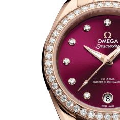 OMEGA Seamaster Aqua Terra Burgundy Diamond Dial Sednaâ„¢ Gold Watch 30mm - 22055302061001