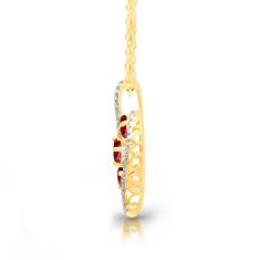 Kallati Ruby and 3/4ctw Diamond 14k Yellow Gold Pendant Necklace