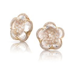 Pasquale Bruni Bon Ton Stud Earrings in 18k Rose Gold with Rock Crystal, White and Champagne Diamonds 1