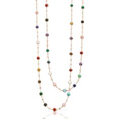 Pasquale Bruni Figlia Dei Fiori Sautoir in 18k Rose Gold with Mixed Gemstones and Diamonds 1