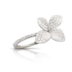 Pasquale Bruni Petit Garden Ring in 18k White Gold with Diamonds, Medium Flower - Size 7 1