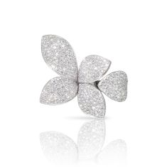 Pasquale Bruni Giardini Segreti Five Leaves Small Flower Ring in 18k White Gold with Diamonds - Size 7 1
