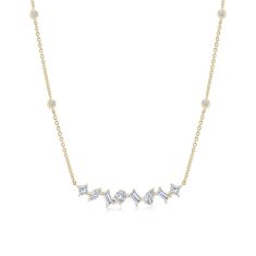 1ctw Mixed Shape Diamond 14k Yellow Gold Bar Necklace 1