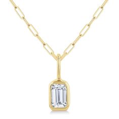 1/5ctw Octagon Diamond 14k Yellow Gold Paperclip Chain Necklace 1