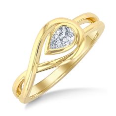 1/4ct Pear Diamond 14k Yellow Gold Fashion Ring 1