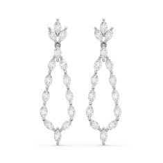 Downton Abbey 3ctw Marquise Lab Grown Diamond 14k White Gold Drop Earrings - Lady Mary 1