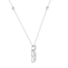 Downton Abbey 1ctw Oval Lab Grown Diamond 14k White Gold Halo Pendant Necklace - Cora Grantham