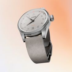 Oris ProPilot Date Grey Dial Grey Leather Strap Watch 41mm - 733 7805 4163 20 15LC
